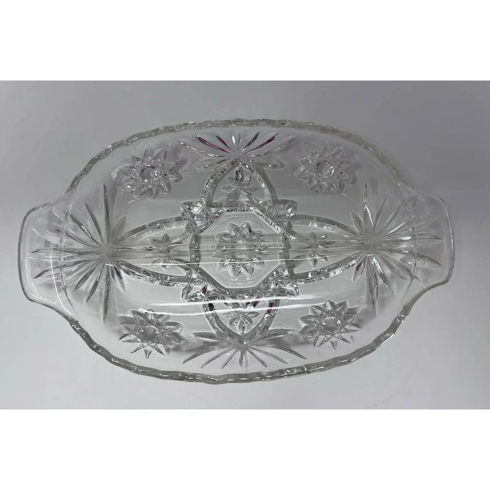 Clear Cut Crystal Star of David‎ Two Sides Divider Relish/Candy/Nut/Trinket Dish